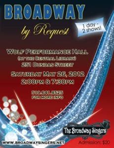 Poster for the Broadway Singers' "Broadway By Request"